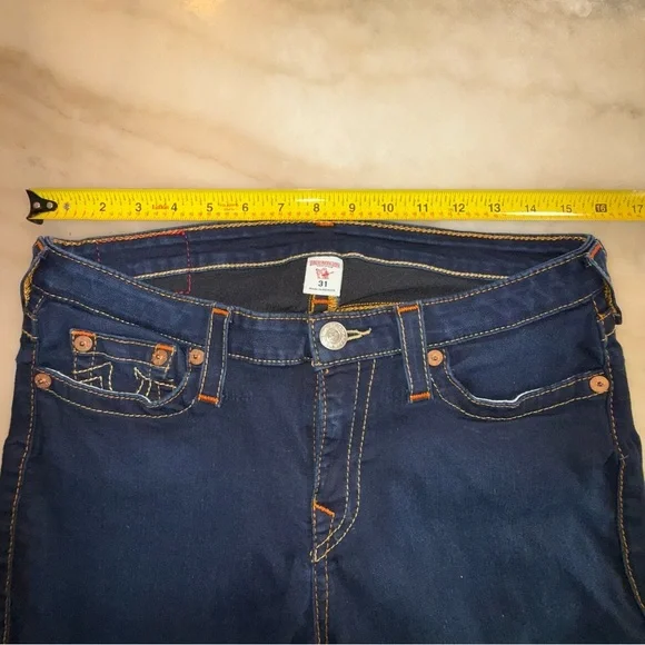 True Religion Curvy Skinny Jeans Womens Size 31 Blue Dark Wash Stretch Denim - Picture 7 of 12